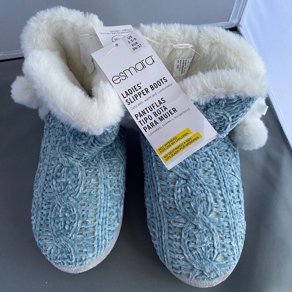 NWT Ladies Knit Slipper Booties US Size 5 1/2 - 6 Lidl